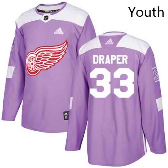 Youth Adidas Detroit Red Wings 33 Kris Draper Authentic Purple Fights Cancer Practice NHL Jersey